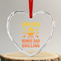 Funny Grilling Bonus Dad Heart Crystal Glass Ornament BBQ Stepdad Grill Masters Sarcastic