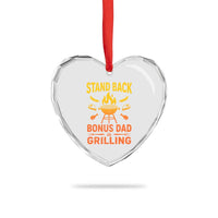Funny Grilling Bonus Dad Heart Crystal Glass Ornament BBQ Stepdad Grill Masters Sarcastic