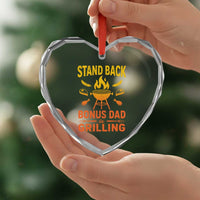 Funny Grilling Bonus Dad Heart Crystal Glass Ornament BBQ Stepdad Grill Masters Sarcastic