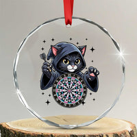 Funny Grim Reaper Cat Dart Player Crystal Glass Ornament Gothic Dartist Gift - Wonder Print Shop