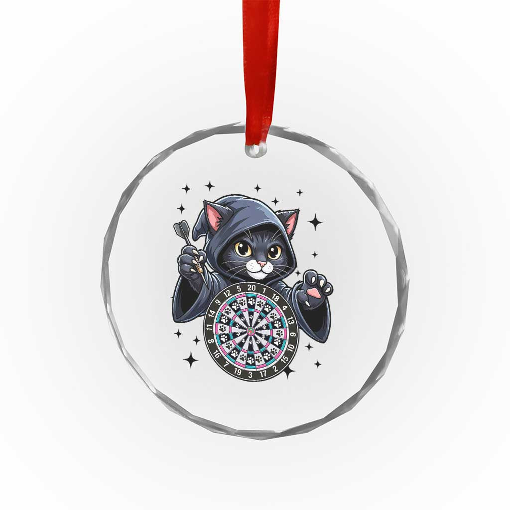Funny Grim Reaper Cat Dart Player Crystal Glass Ornament Gothic Dartist Gift - Wonder Print Shop