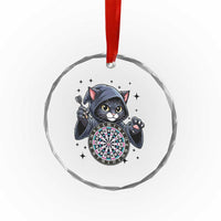 Funny Grim Reaper Cat Dart Player Crystal Glass Ornament Gothic Dartist Gift - Wonder Print Shop