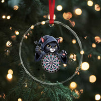 Funny Grim Reaper Cat Dart Player Crystal Glass Ornament Gothic Dartist Gift - Wonder Print Shop