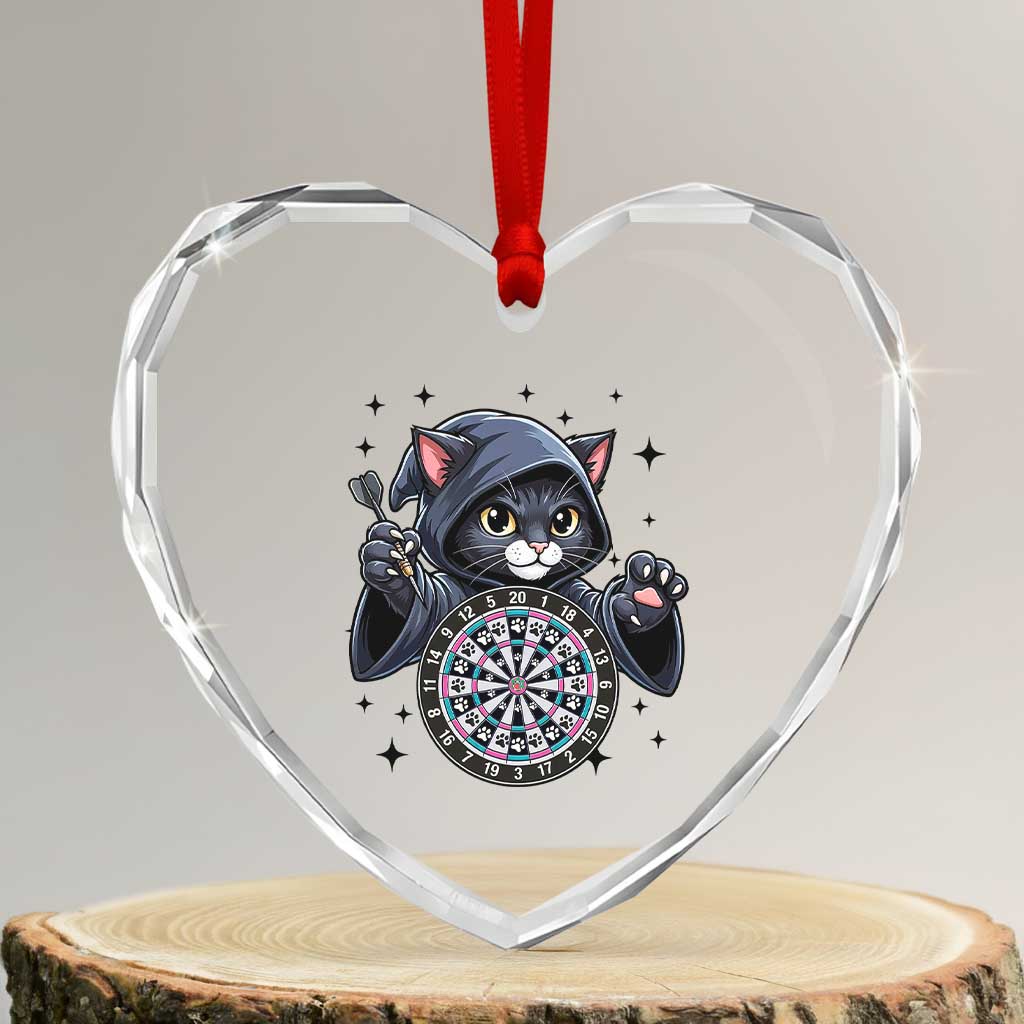 Funny Grim Reaper Cat Dart Player Heart Crystal Glass Ornament Gothic Dartist Gift - Wonder Print Shop