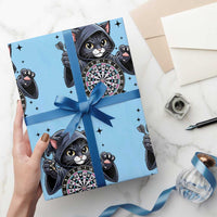 Funny Grim Reaper Cat Dart Player Wrapping Paper Roll Gothic Dartist Gift - Wonder Print Shop