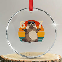 Funny Groundhog 67 Crystal Glass Ornament Six Seven Meme Retro Vintage Woodchuck Day - Wonder Print Shop