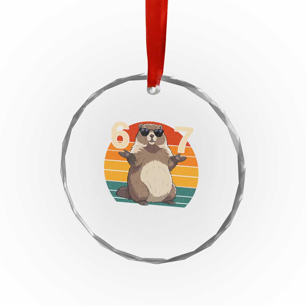 Funny Groundhog 67 Crystal Glass Ornament Six Seven Meme Retro Vintage Woodchuck Day - Wonder Print Shop