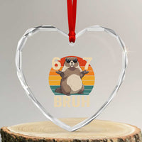 Funny Groundhog 67 Heart Crystal Glass Ornament Six Seven Bruh Retro Vintage Woodchuck Day - Wonder Print Shop