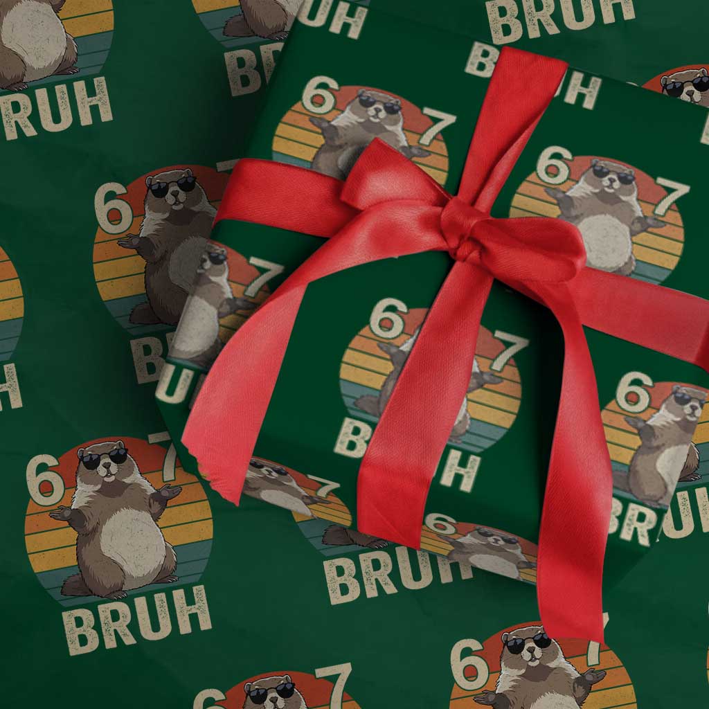 Funny Groundhog 67 Wrapping Paper Roll Six Seven Bruh Retro Vintage Woodchuck Day - Wonder Print Shop