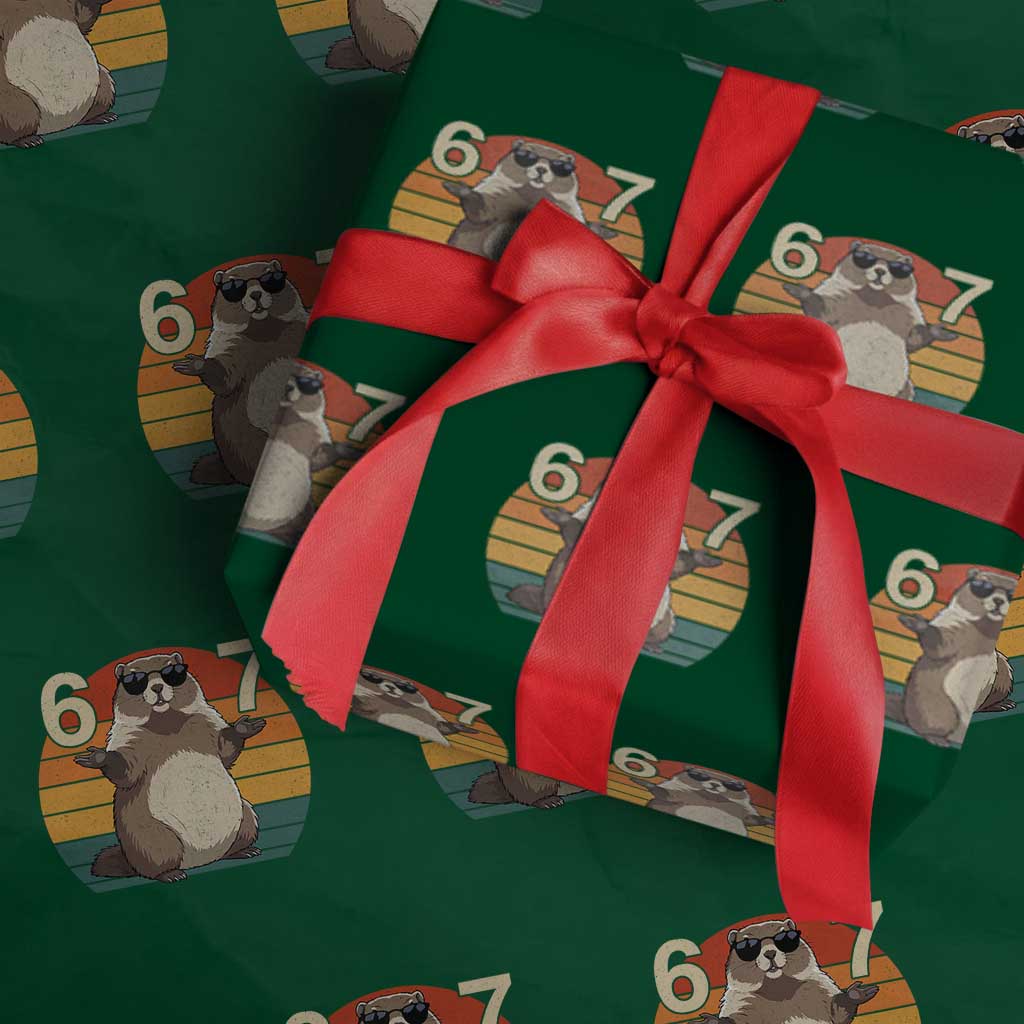 Funny Groundhog 67 Wrapping Paper Roll Six Seven Meme Retro Vintage Woodchuck Day - Wonder Print Shop