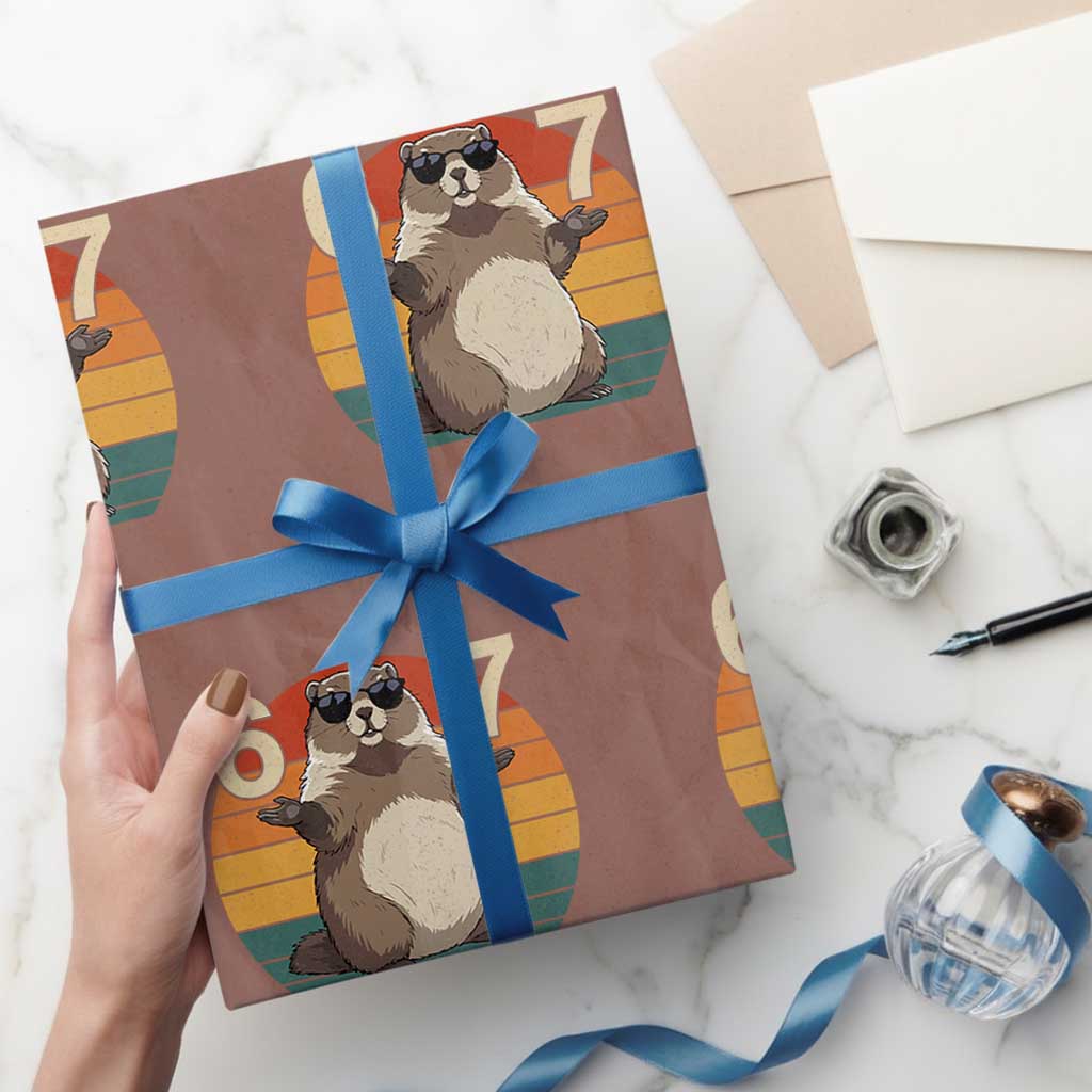 Funny Groundhog 67 Wrapping Paper Roll Six Seven Meme Retro Vintage Woodchuck Day - Wonder Print Shop