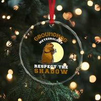 Funny Groundhog Day Crystal Glass Ornament Groundhog Meteorology Respect The Shadow - Wonder Print Shop