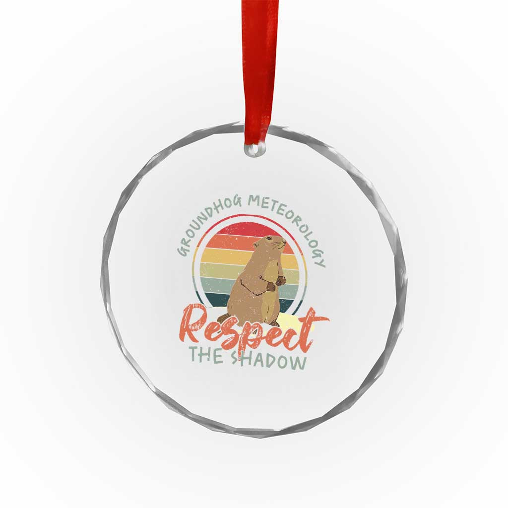 Funny Groundhog Day Crystal Glass Ornament Groundhog Meteorology Respect The Shadow Vintage Retro - Wonder Print Shop