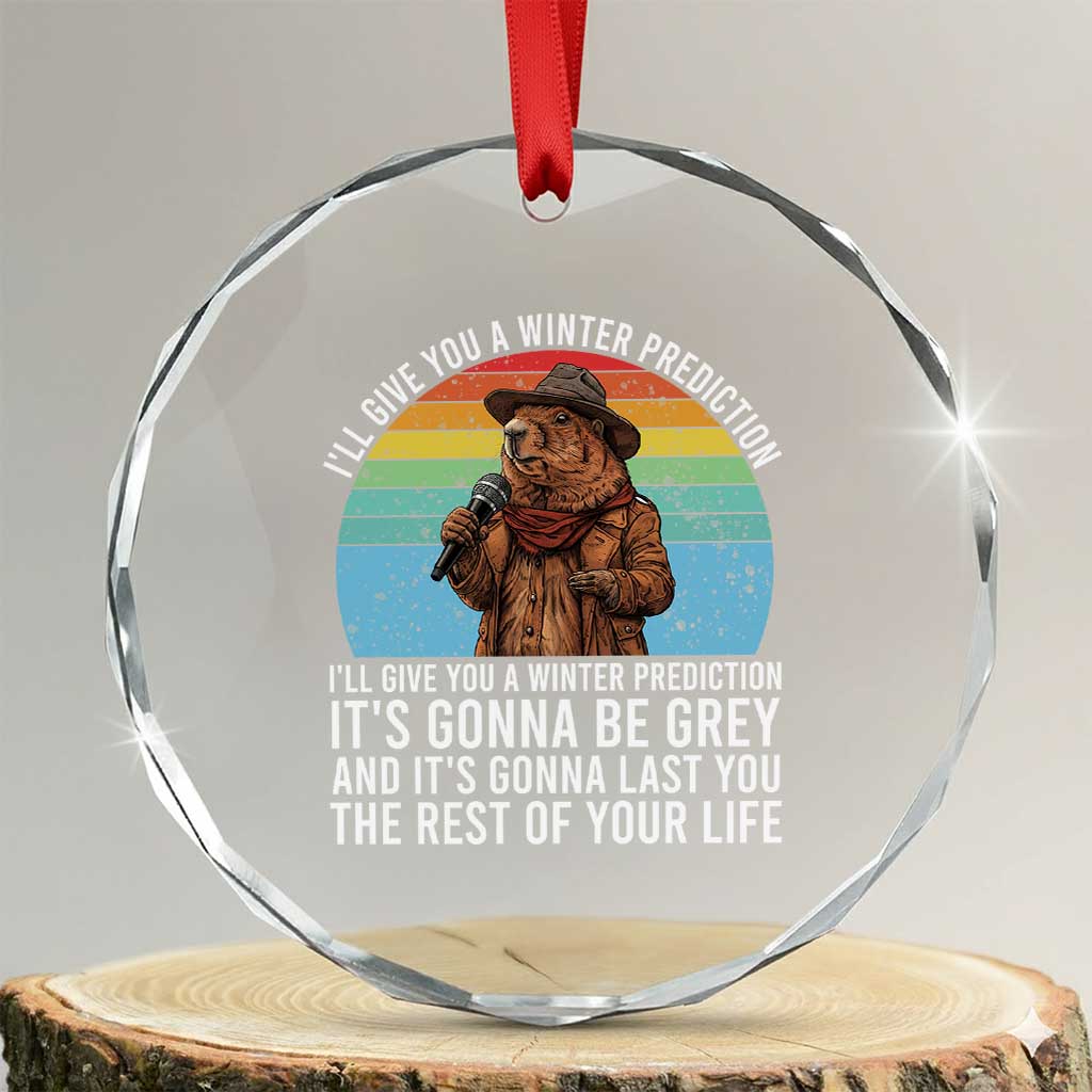 Funny Groundhog Day Crystal Glass Ornament I Will Give You A Winter Prediction Woodchuck Movie
