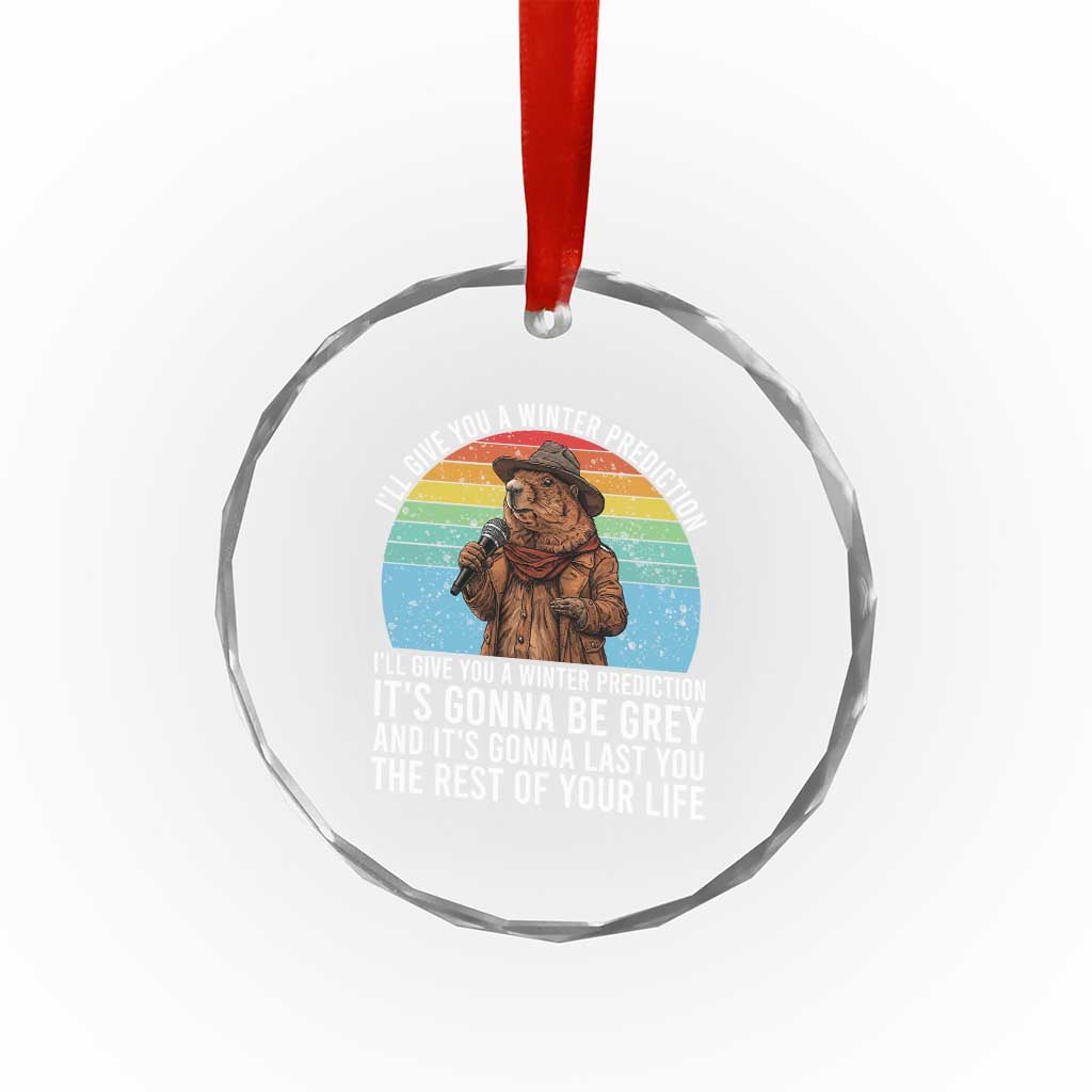 Funny Groundhog Day Crystal Glass Ornament I Will Give You A Winter Prediction Woodchuck Movie