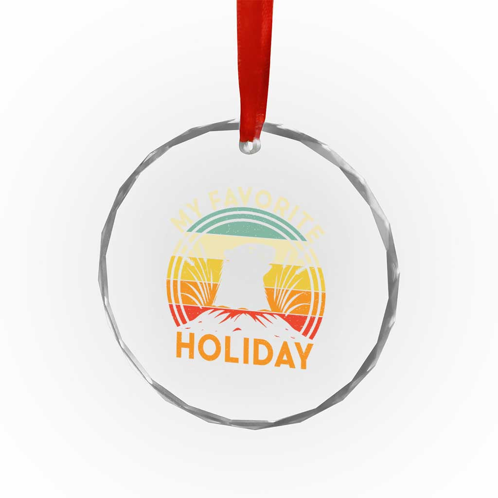Funny Groundhog Day Crystal Glass Ornament My Favorite Holiday Retro Vintage Woodchuck - Wonder Print Shop
