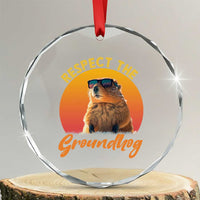 Funny Groundhog Day Crystal Glass Ornament Respect The Groundhog Woodchuck - Wonder Print Shop