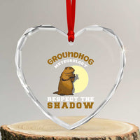 Funny Groundhog Day Heart Crystal Glass Ornament Groundhog Meteorology Respect The Shadow - Wonder Print Shop