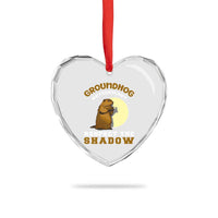 Funny Groundhog Day Heart Crystal Glass Ornament Groundhog Meteorology Respect The Shadow - Wonder Print Shop