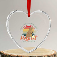 Funny Groundhog Day Heart Crystal Glass Ornament Groundhog Meteorology Respect The Shadow Vintage Retro - Wonder Print Shop