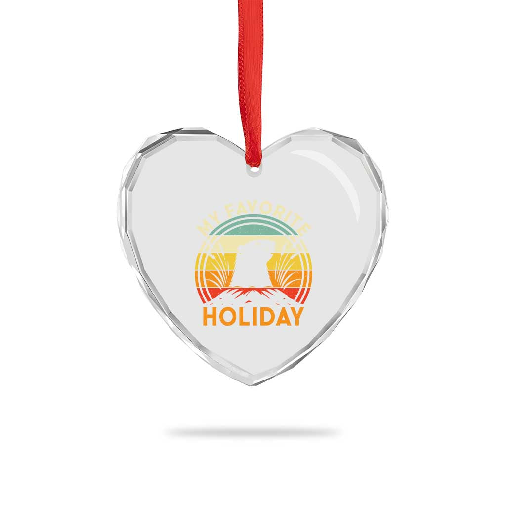 Funny Groundhog Day Heart Crystal Glass Ornament My Favorite Holiday Retro Vintage Woodchuck - Wonder Print Shop