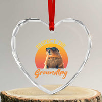 Funny Groundhog Day Heart Crystal Glass Ornament Respect The Groundhog Woodchuck - Wonder Print Shop