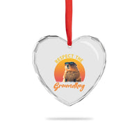 Funny Groundhog Day Heart Crystal Glass Ornament Respect The Groundhog Woodchuck - Wonder Print Shop