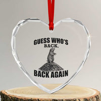 Funny Groundhog Day Heart Crystal Glass Ornament Retro Guess Whos Back - Wonder Print Shop