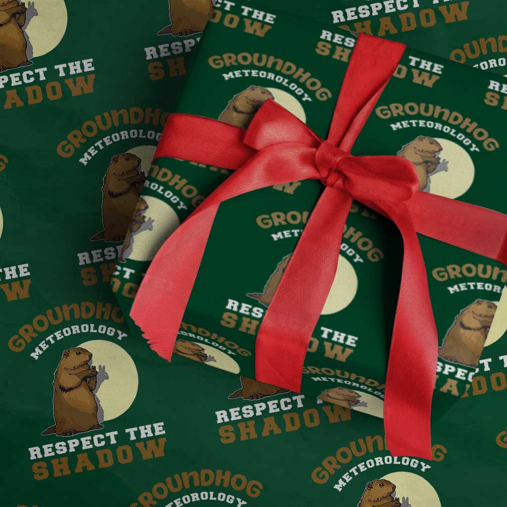 Funny Groundhog Day Wrapping Paper Roll Groundhog Meteorology Respect The Shadow - Wonder Print Shop