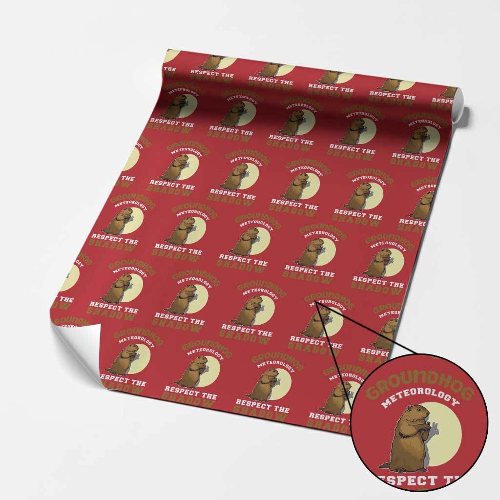 Funny Groundhog Day Wrapping Paper Roll Groundhog Meteorology Respect The Shadow - Wonder Print Shop