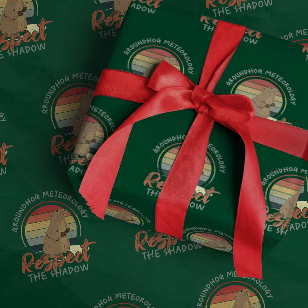 Funny Groundhog Day Wrapping Paper Roll Groundhog Meteorology Respect The Shadow Vintage Retro - Wonder Print Shop