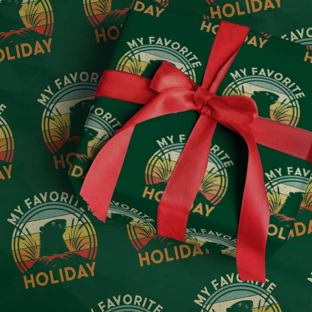 Funny Groundhog Day Wrapping Paper Roll My Favorite Holiday Retro Vintage Woodchuck - Wonder Print Shop
