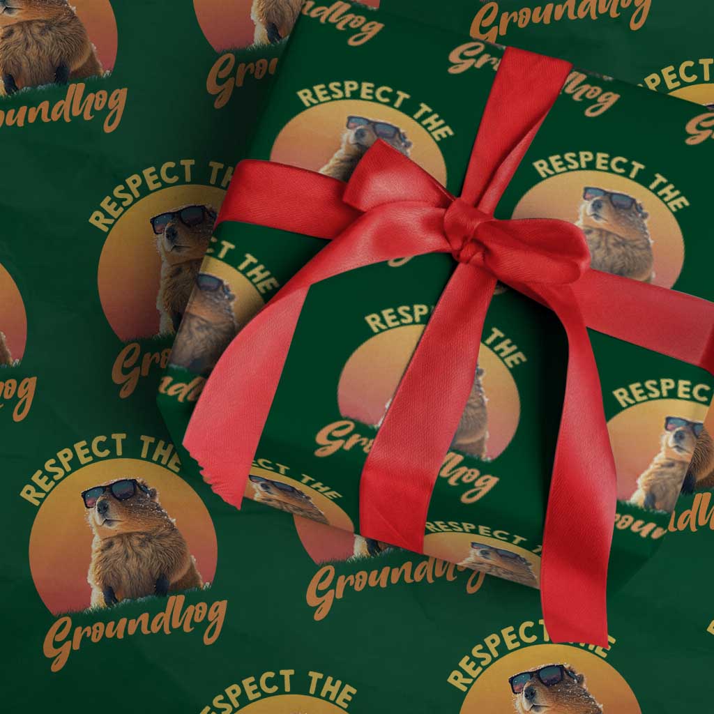 Funny Groundhog Day Wrapping Paper Roll Respect The Groundhog Woodchuck - Wonder Print Shop