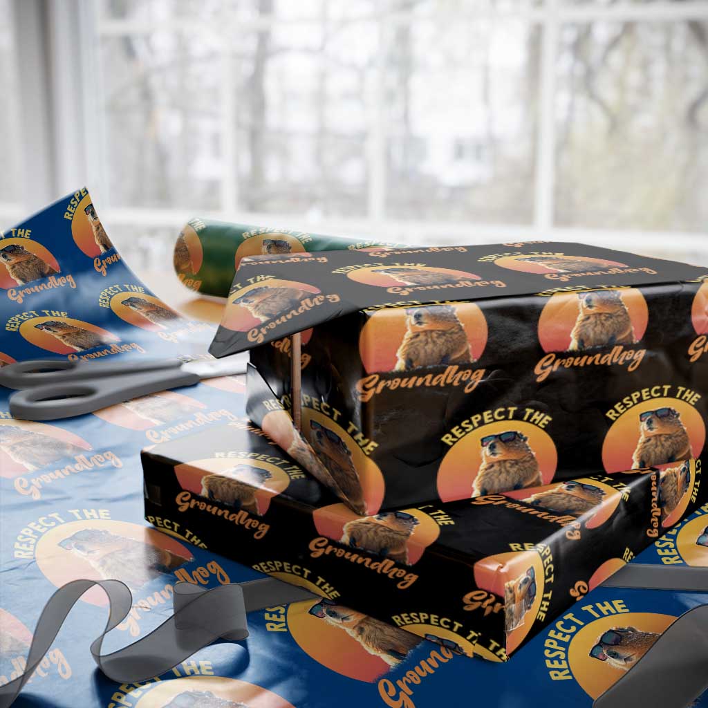 Funny Groundhog Day Wrapping Paper Roll Respect The Groundhog Woodchuck - Wonder Print Shop