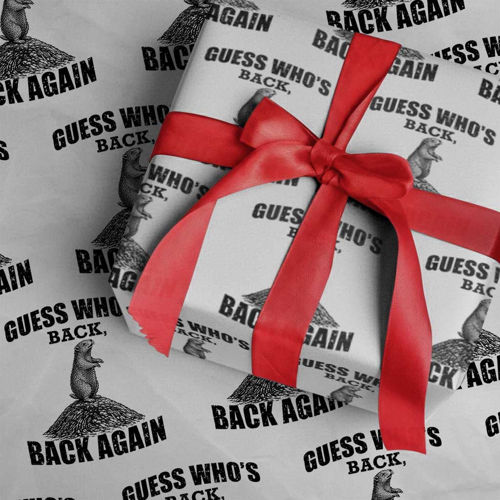 Funny Groundhog Day Wrapping Paper Roll Retro Guess Whos Back - Wonder Print Shop