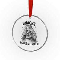 Funny Groundhog Eating Pizza Crystal Glass Ornament Snacks Make Me Nicer