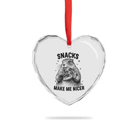 Funny Groundhog Eating Pizza Heart Crystal Glass Ornament Snacks Make Me Nicer