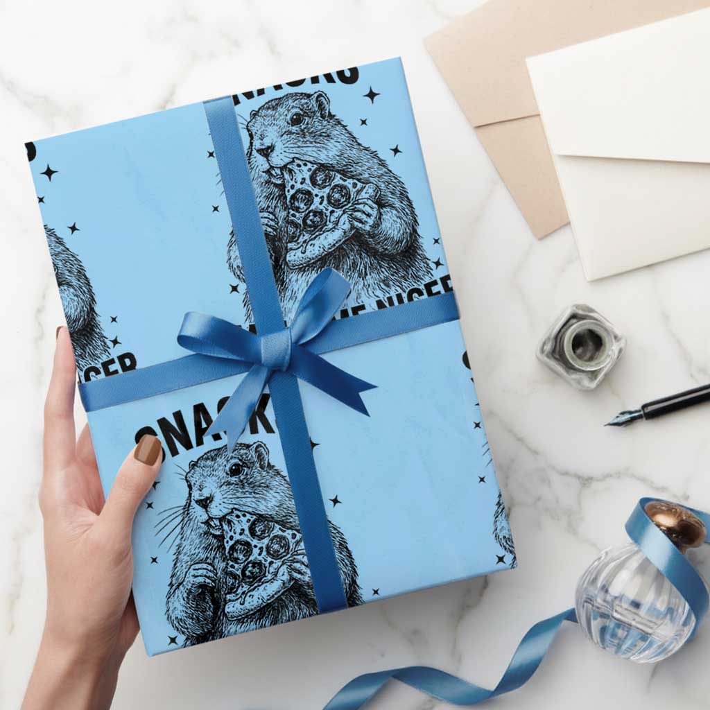 Funny Groundhog Eating Pizza Wrapping Paper Roll Snacks Make Me Nicer