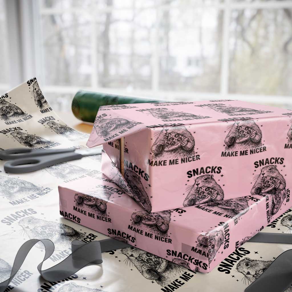 Funny Groundhog Eating Pizza Wrapping Paper Roll Snacks Make Me Nicer