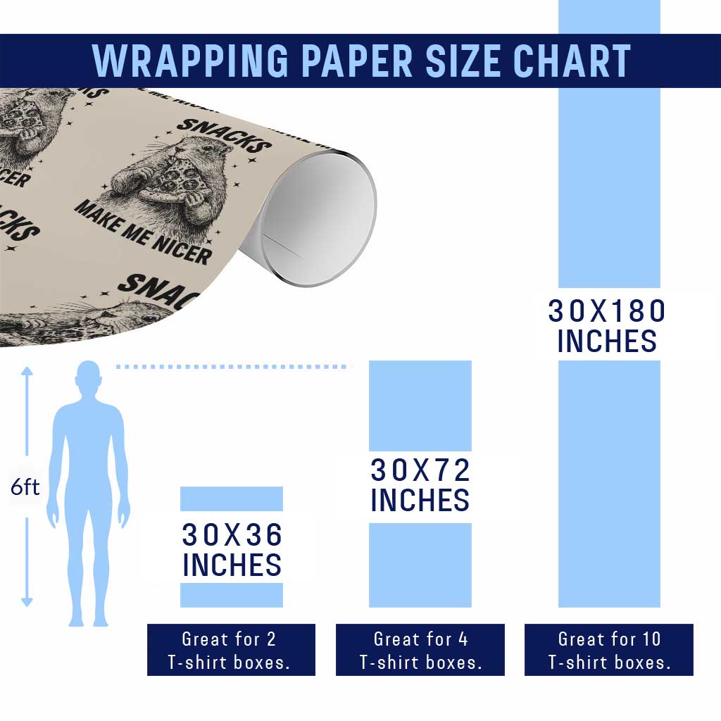 Funny Groundhog Eating Pizza Wrapping Paper Roll Snacks Make Me Nicer