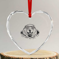 Funny Groundhog Face Woodchuck Sunglassess Heart Crystal Glass Ornament - Wonder Print Shop