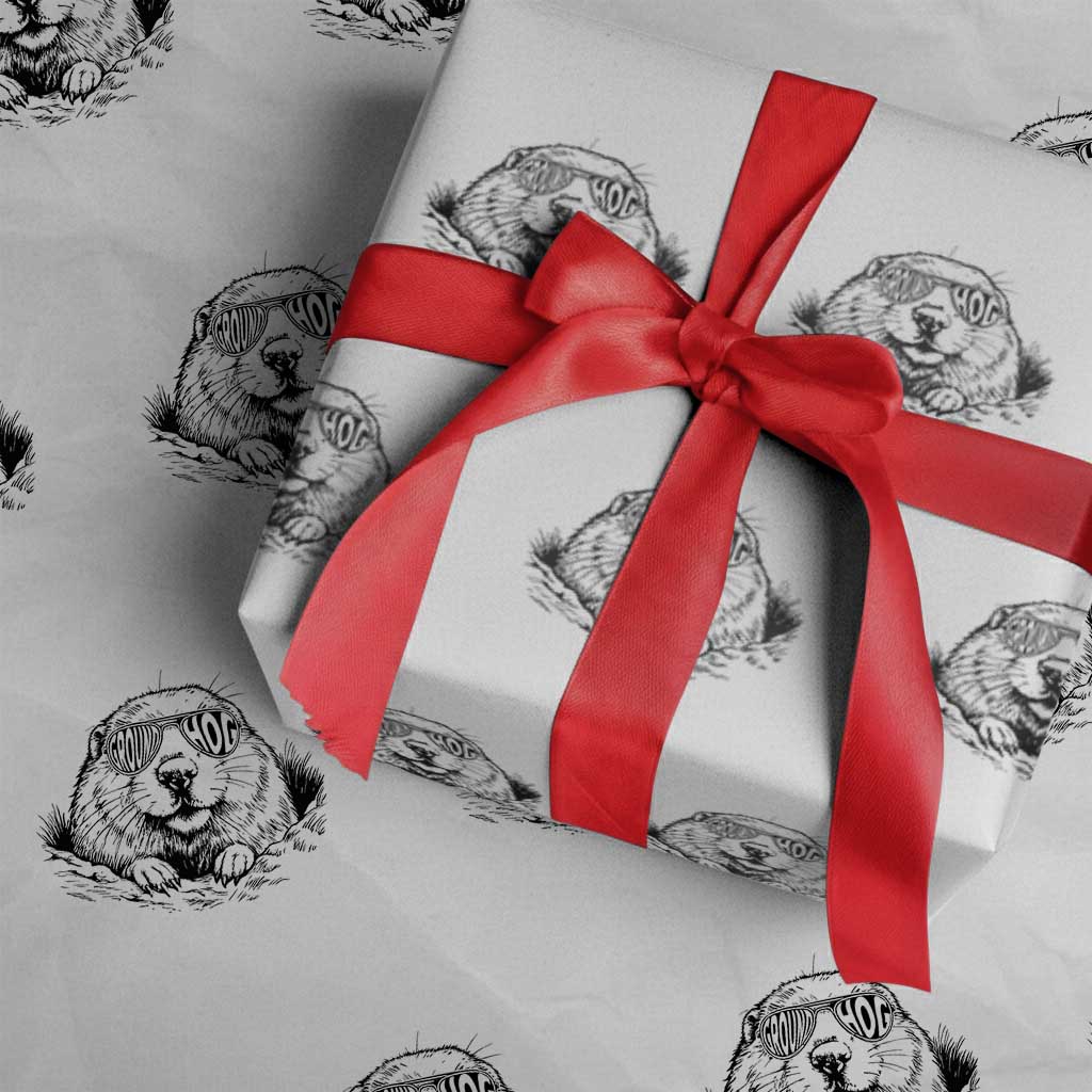 Funny Groundhog Face Woodchuck Sunglassess Wrapping Paper Roll - Wonder Print Shop