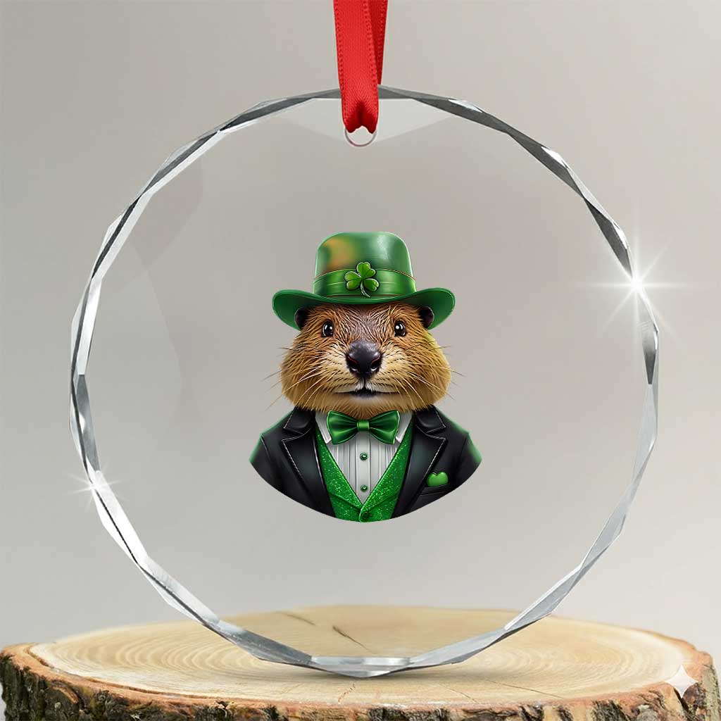 Funny Groundhog Leprechaun Crystal Glass Ornament Woodchuck Happy St Patrick's Day TS02