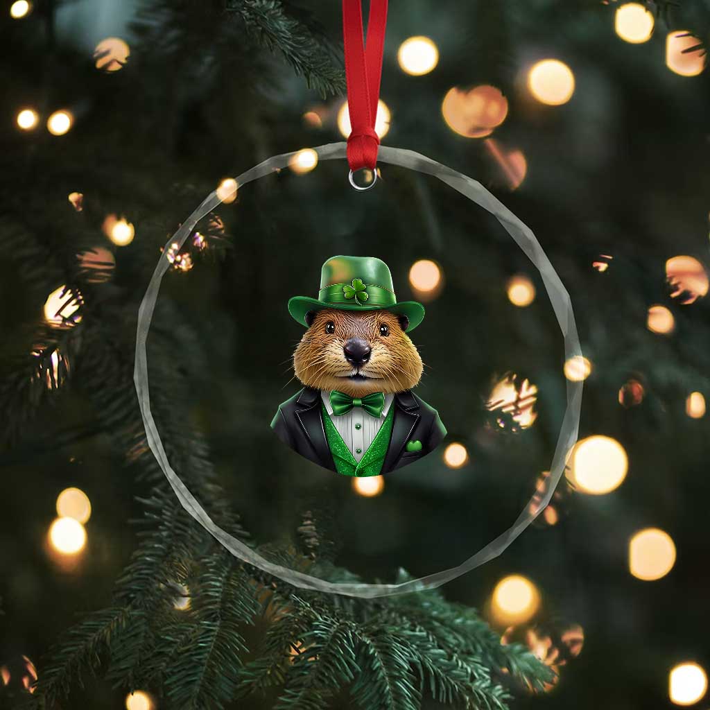 Funny Groundhog Leprechaun Crystal Glass Ornament Woodchuck Happy St Patrick's Day TS02