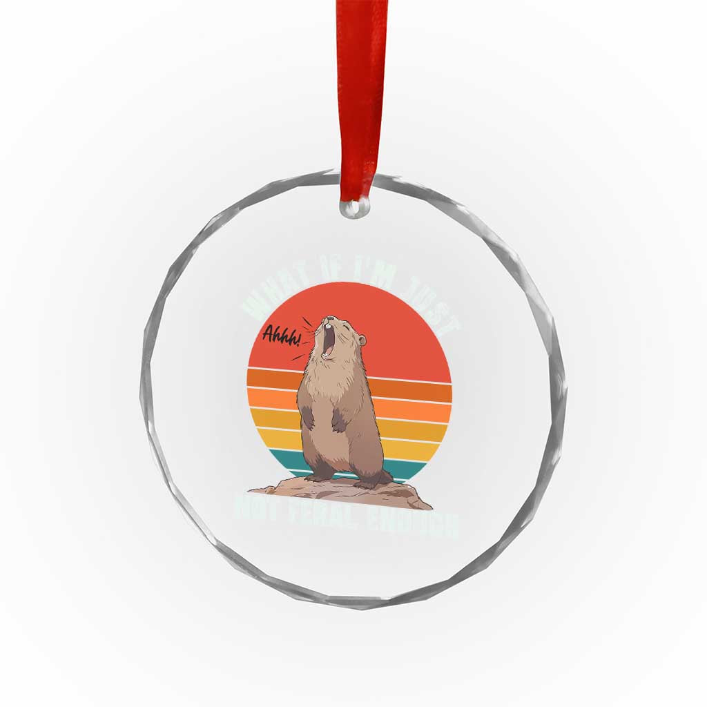 Funny Groundhog Meme Crystal Glass Ornament What If I Am Just Not Feral Enough - Wonder Print Shop