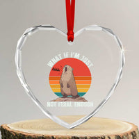 Funny Groundhog Meme Heart Crystal Glass Ornament What If I Am Just Not Feral Enough - Wonder Print Shop