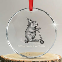 Funny Groundhog Off To Cause A Kerfuffle Crystal Glass Ornament - Wonder Print Shop