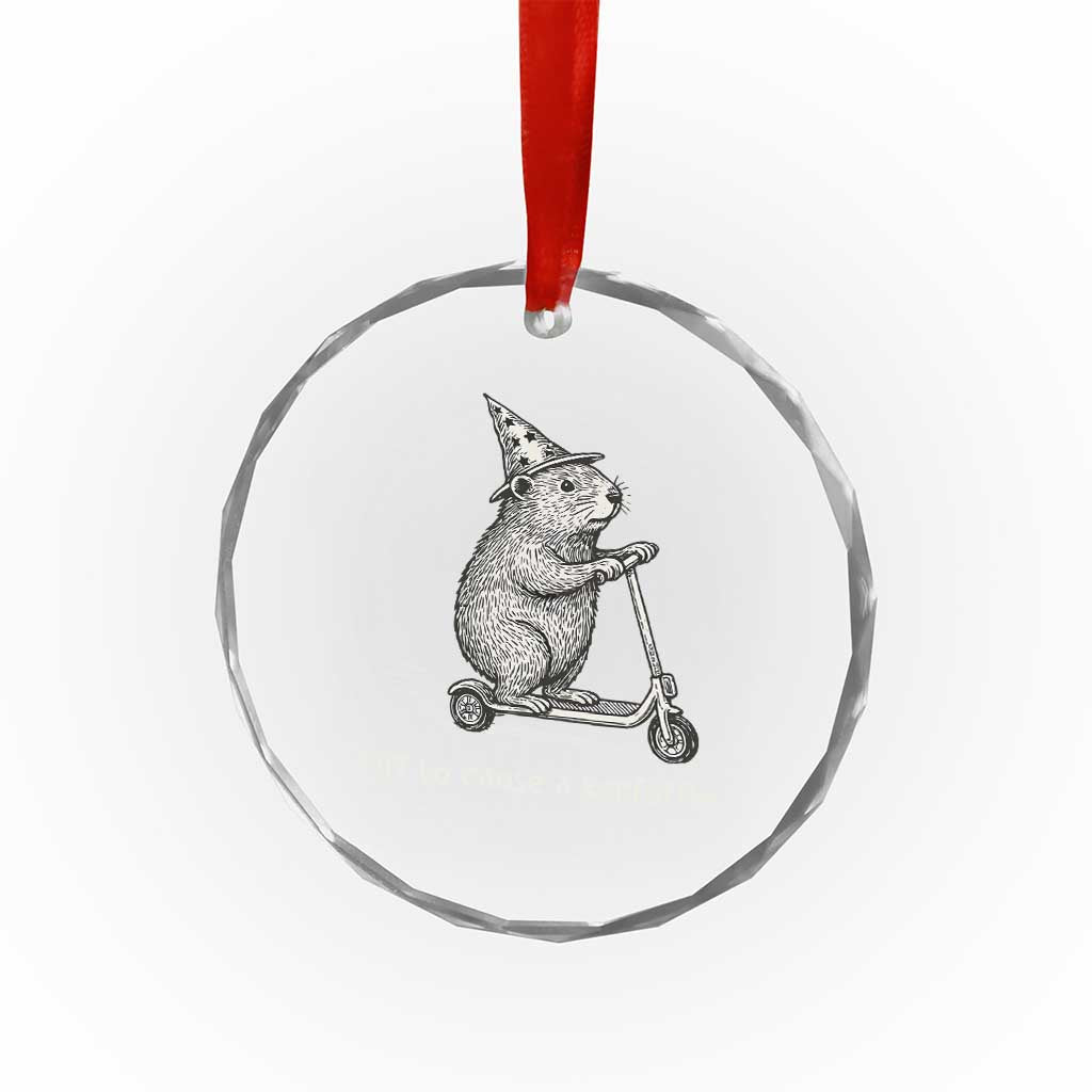 Funny Groundhog Off To Cause A Kerfuffle Crystal Glass Ornament - Wonder Print Shop