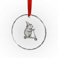 Funny Groundhog Off To Cause A Kerfuffle Crystal Glass Ornament - Wonder Print Shop