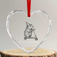 Funny Groundhog Off To Cause A Kerfuffle Heart Crystal Glass Ornament - Wonder Print Shop
